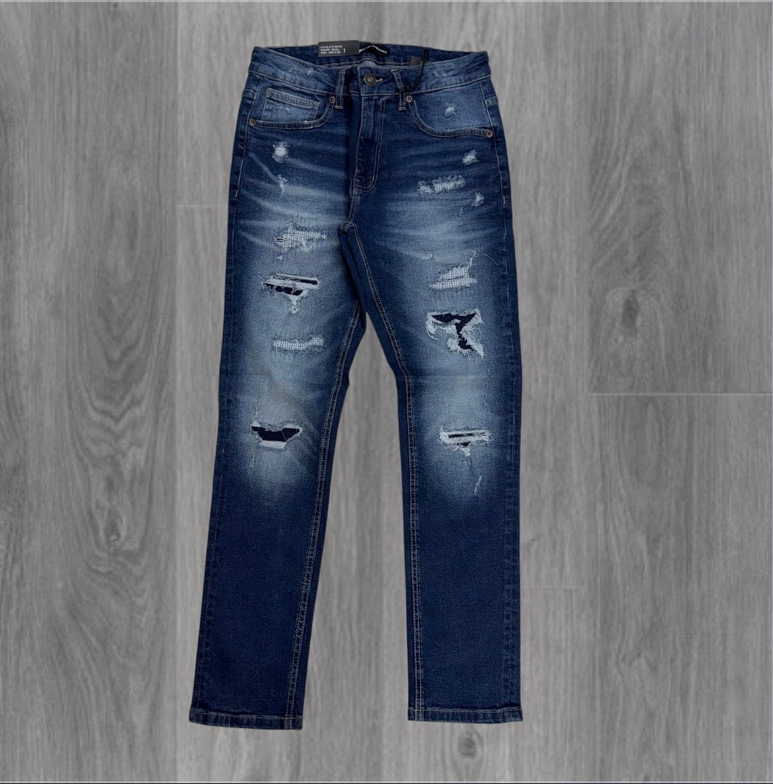 Threads - Slim Fit Distress Denim - Blue - 50132 zi