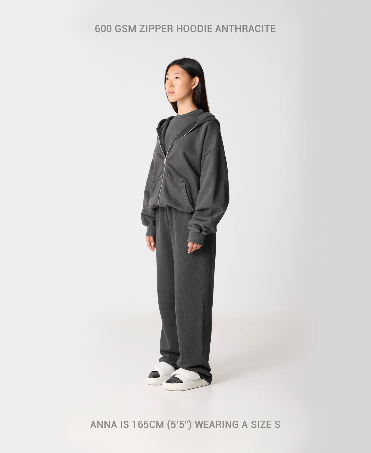 600 GSM 'Neutral Gray' Zipper