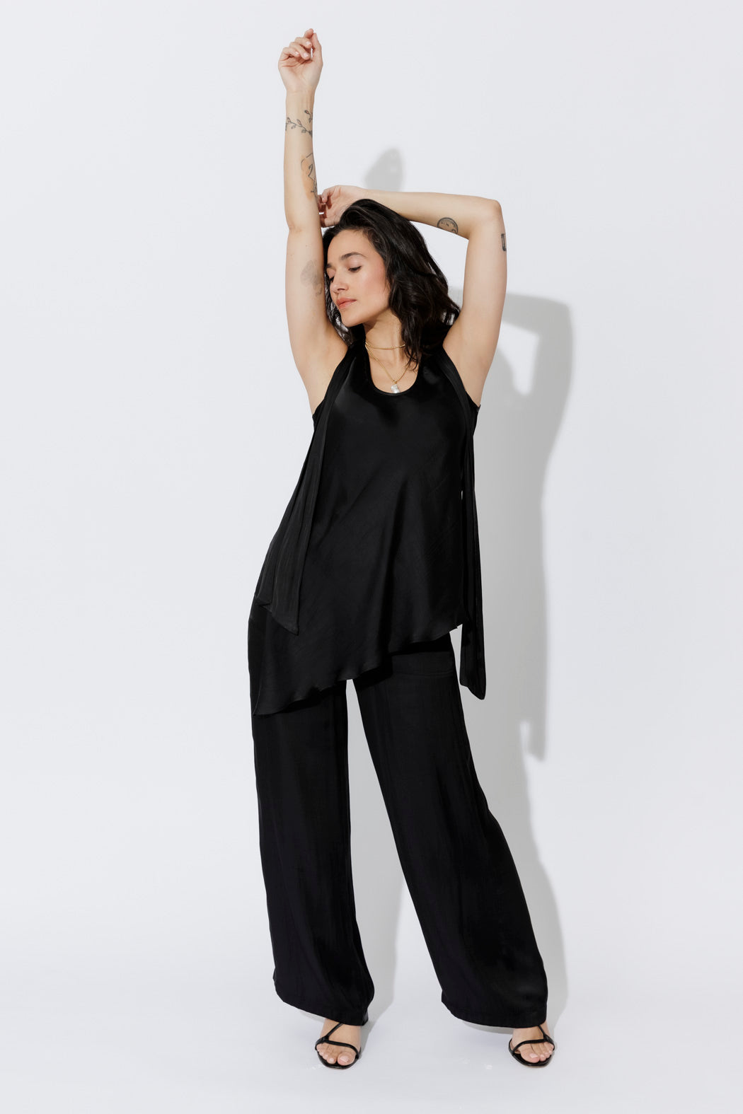 Black Scarf & Bias Cami Set