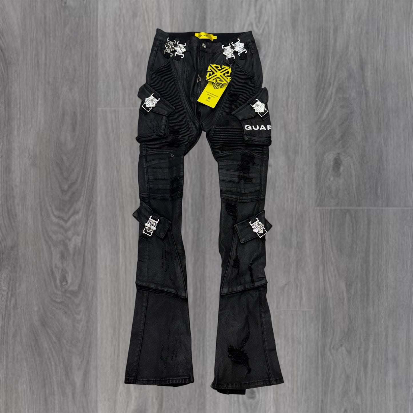 GUAPI - stacked Waxed Black Ops Denim - Black