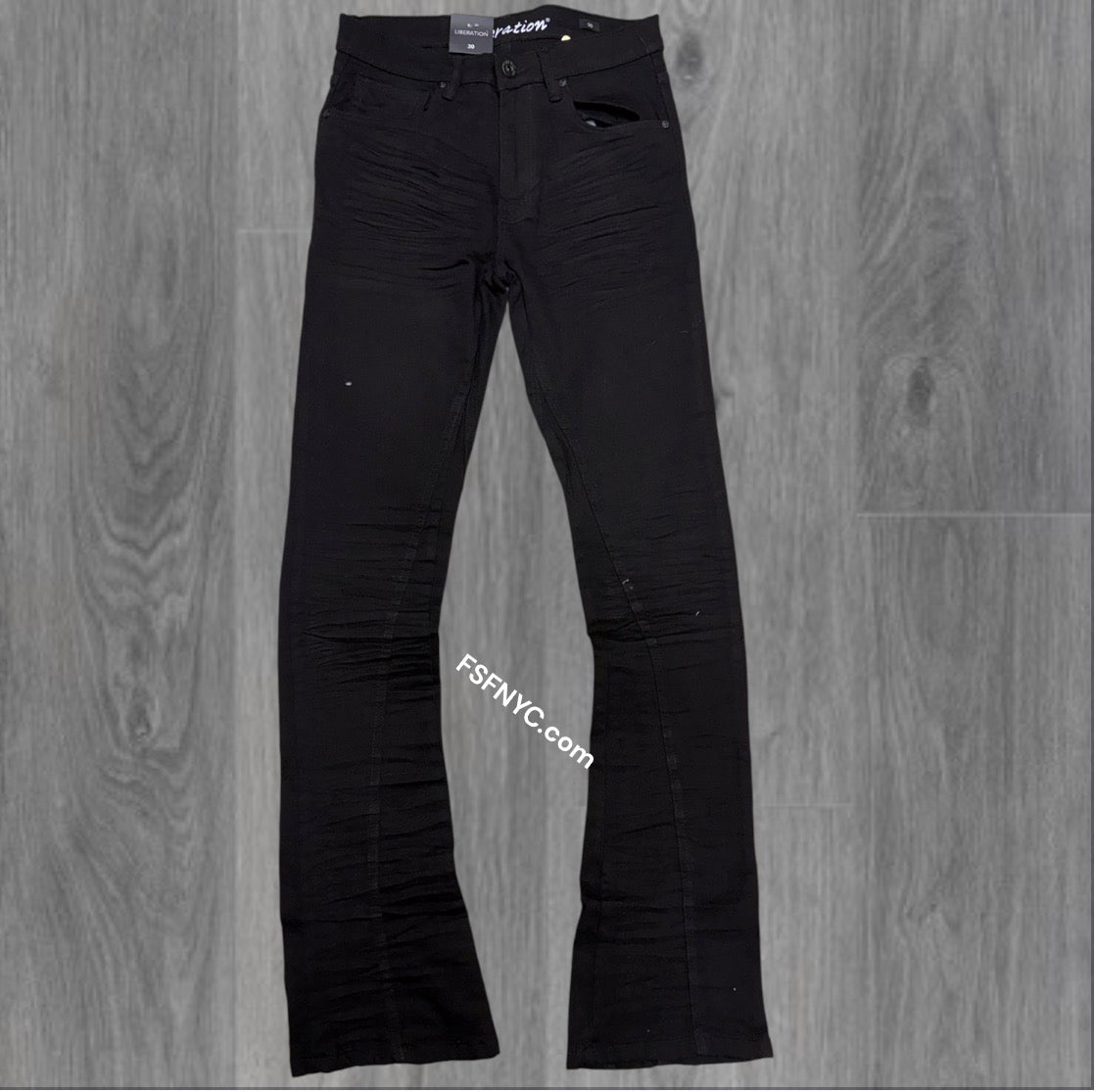 L - Plain Stacked Denim - Jet Black- 7096