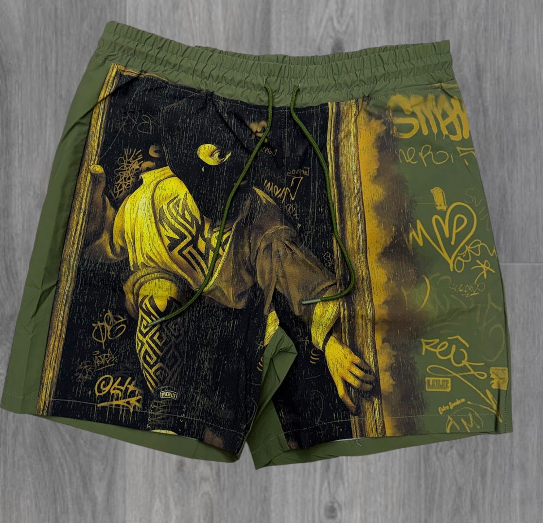 R - Nylon Shorts Reborn - Olive - 916 z