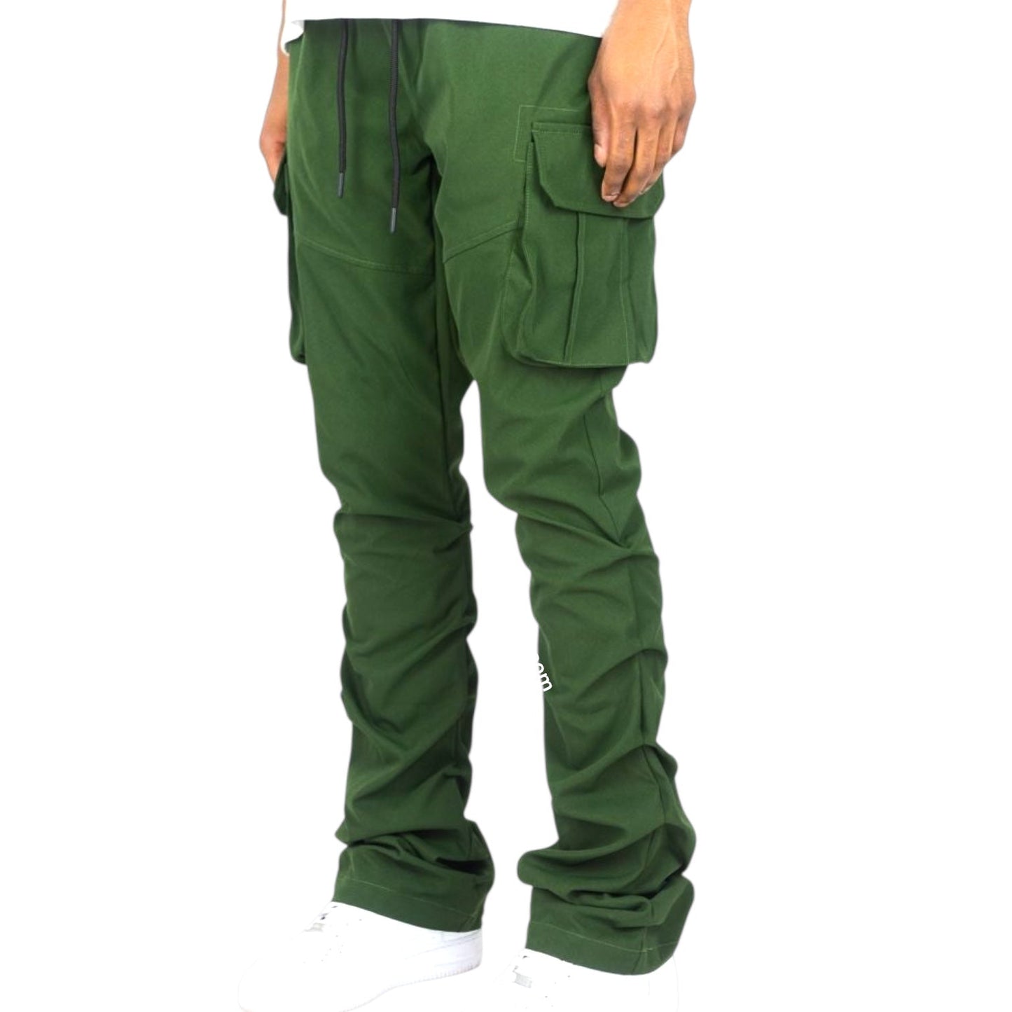 R - Stacked Flare Nylon Cargo - Olive - 422