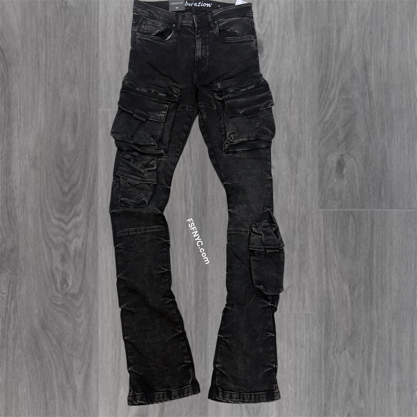 L - Stacked Cargo Pants - washed Black 7094