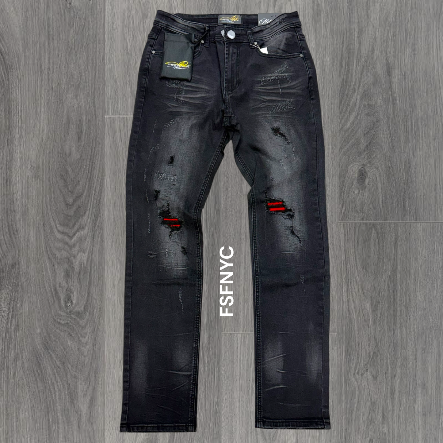 Milano - Slim fit Denim w Red packing Denim - Black 002