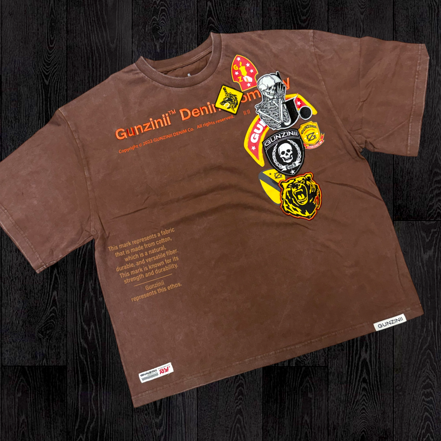 Gunzinii - Patch Work T-shirt - Brown - 1055