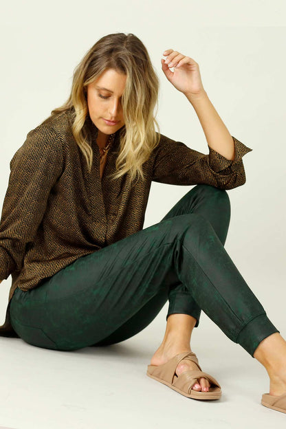 Forest Leatherette Stitch Jogger