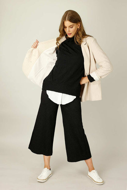Black Grey Ponte Jet Culotte - SALE