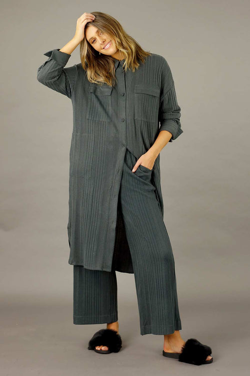Charcoal Rib Lifestyle Shacket - FINAL SALE