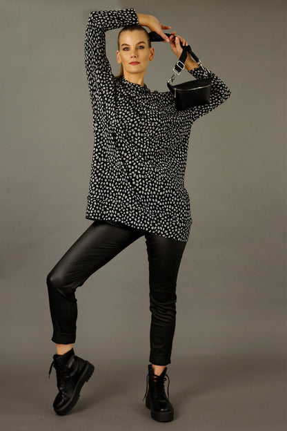 Black/Silver Print Woolly Dress - FINAL SALE