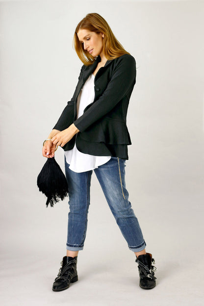 Black Jacquard Frilly Jacket - FINAL SALE