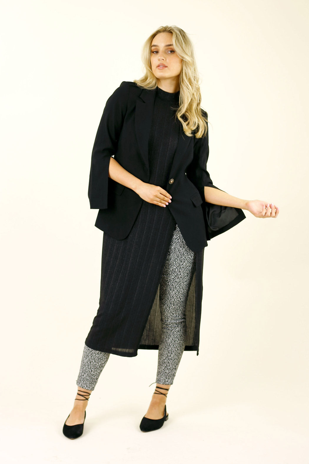 Flax Military Blazer - Black - SALE
