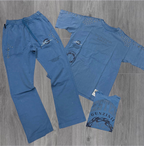 Gunzini - Stacked Pants-T-shirt Set - Dust Blue 749 750