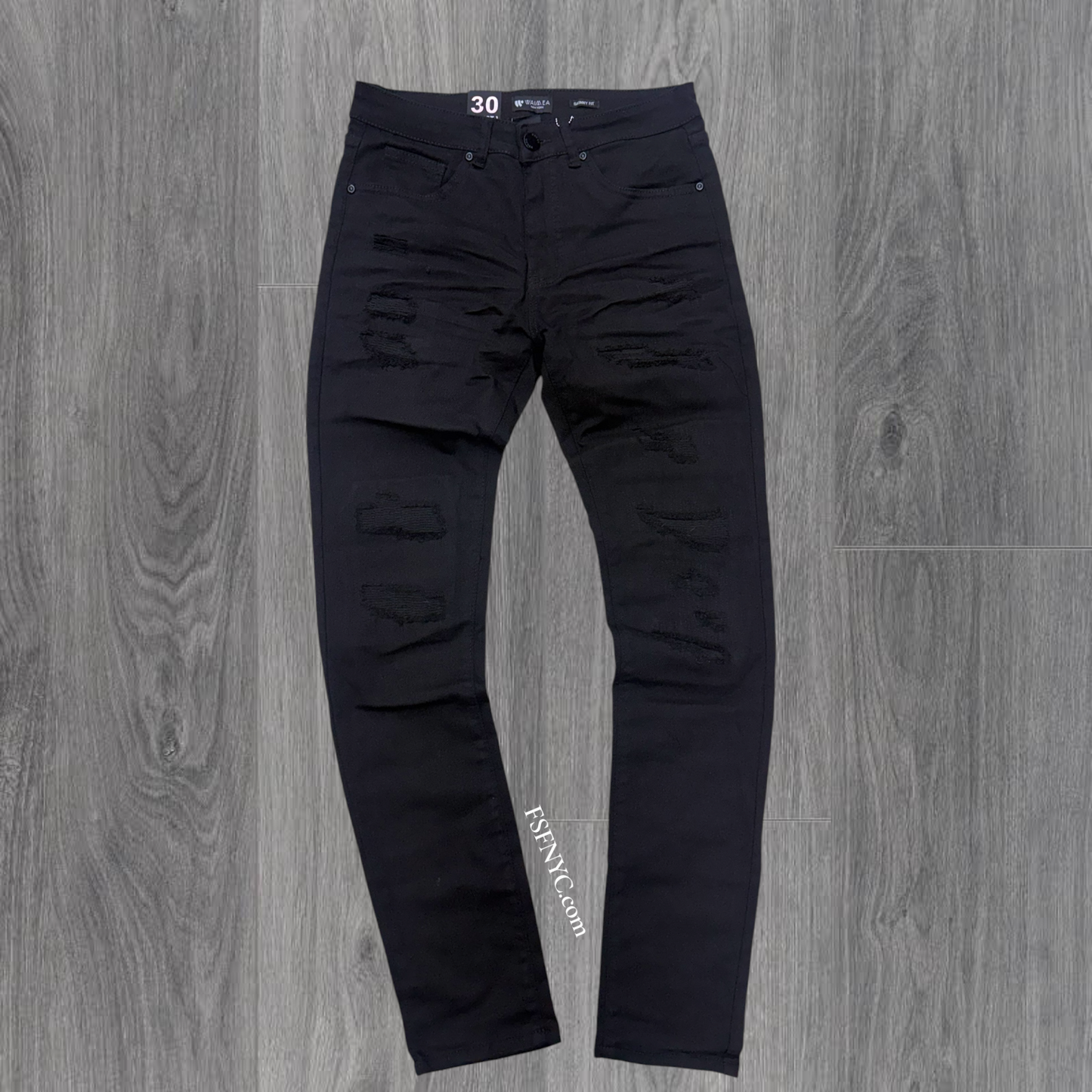 W - Distress Skinny Fit Denim - Jet Black - M8856T