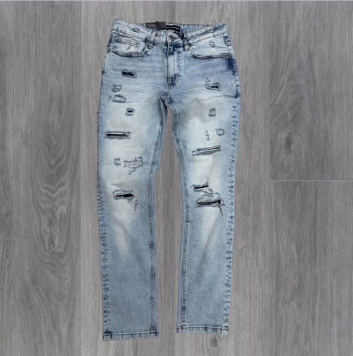 Threads - Slim Fit Distress Denim - ice Blue - 50133 zi