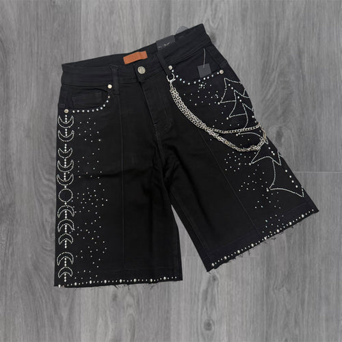 Elite - Moon Phase Denim Shorts - Jet Black 19481