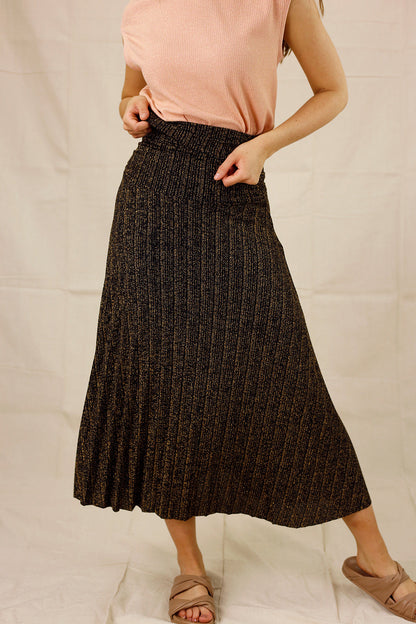 Gold Lurex Pleat Skirt - SALE