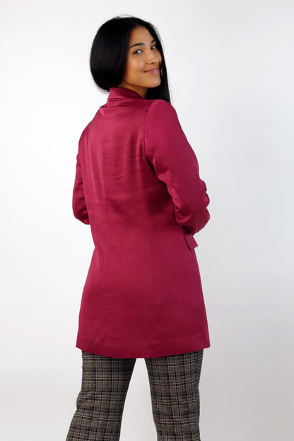 Crimson Satin Zippy Blazer - SALE