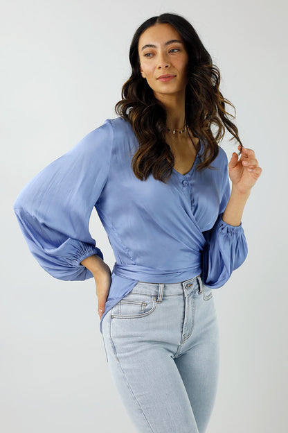 Cornflower Silky Zhoush Shirt - Final Sale