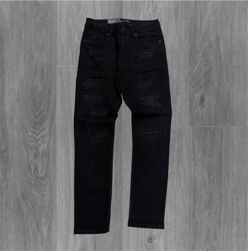 Threads - Slim Fit Distress Denim - Black- 50132