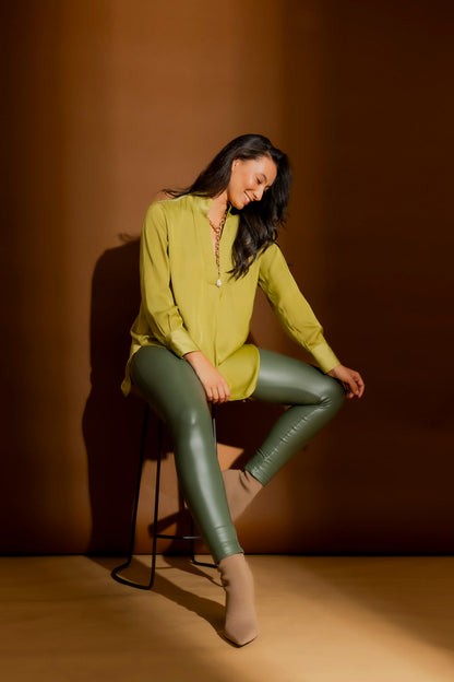 Chartreuse Piped Blogger Shirt