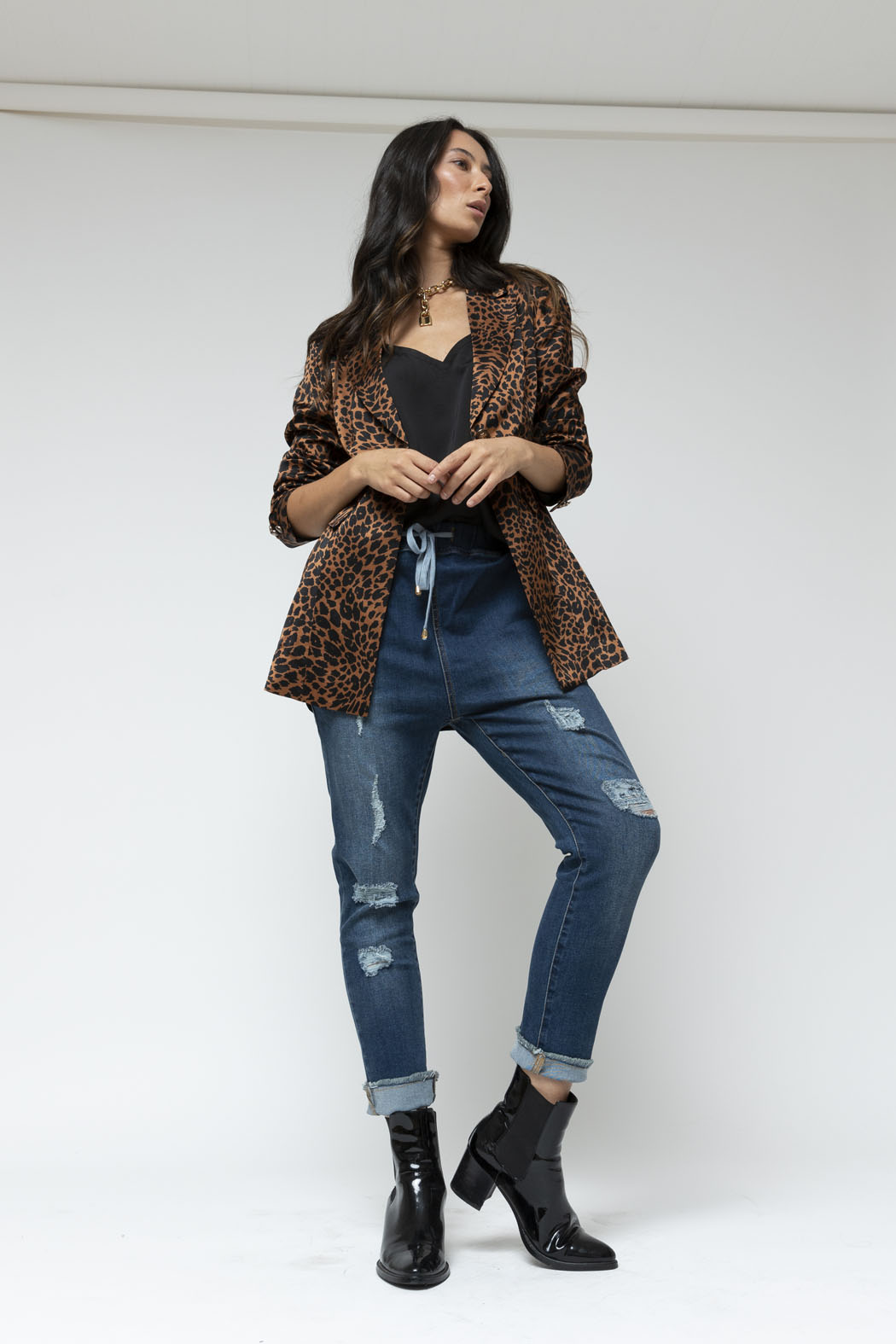 Chambray Denim Drawstring Jeans - SALE