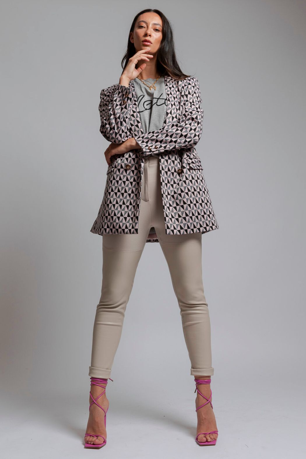 Black Pink Classic Double Breasted Blazer - Sale