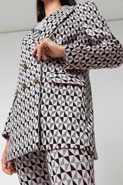 Black Pink Classic Double Breasted Blazer - Sale