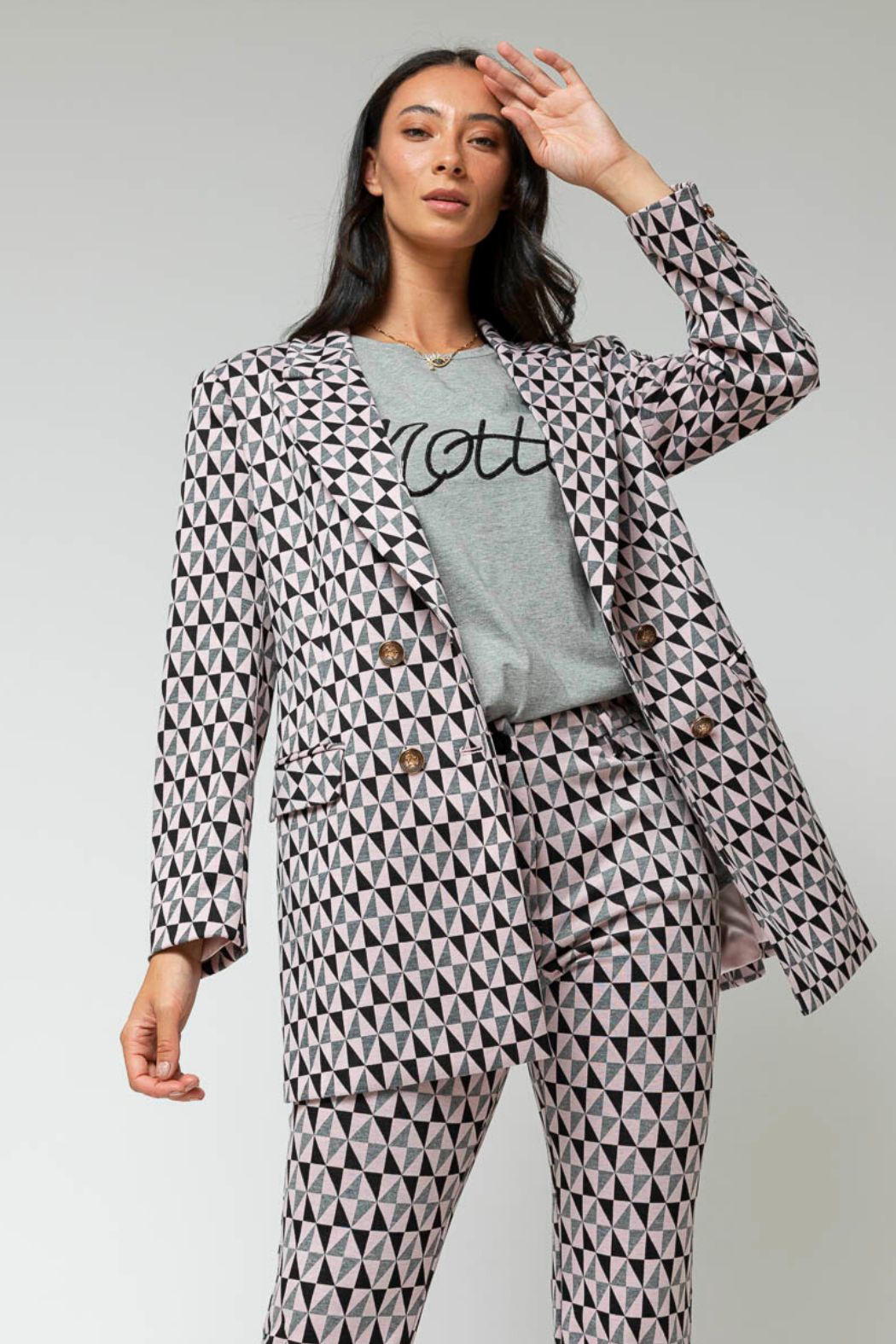 Black Pink Classic Double Breasted Blazer - Sale