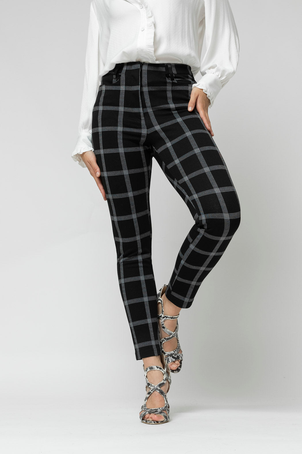 Black Check Jacquard Slim Pant- Sale
