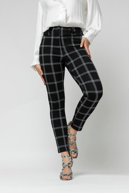 Black Check Jacquard Slim Pant- Sale