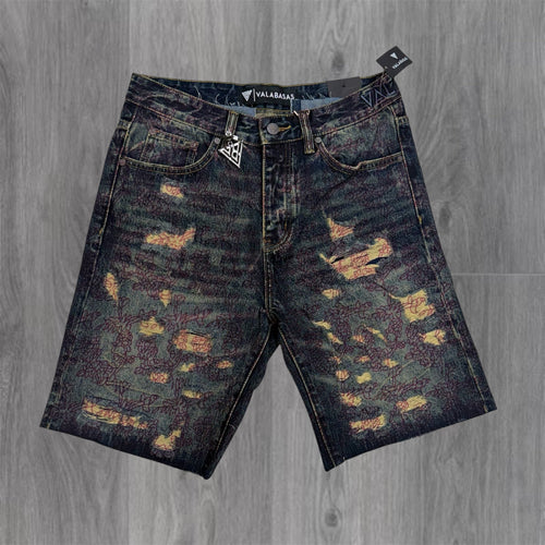 Valabasas - path Denim Shorts - Dark Blue vintage - 1013