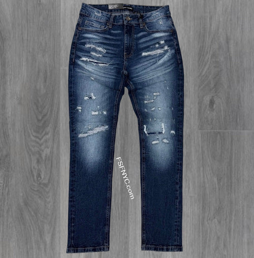 Threads - Slim Fit Distress Denim - indigo - 50129 zi