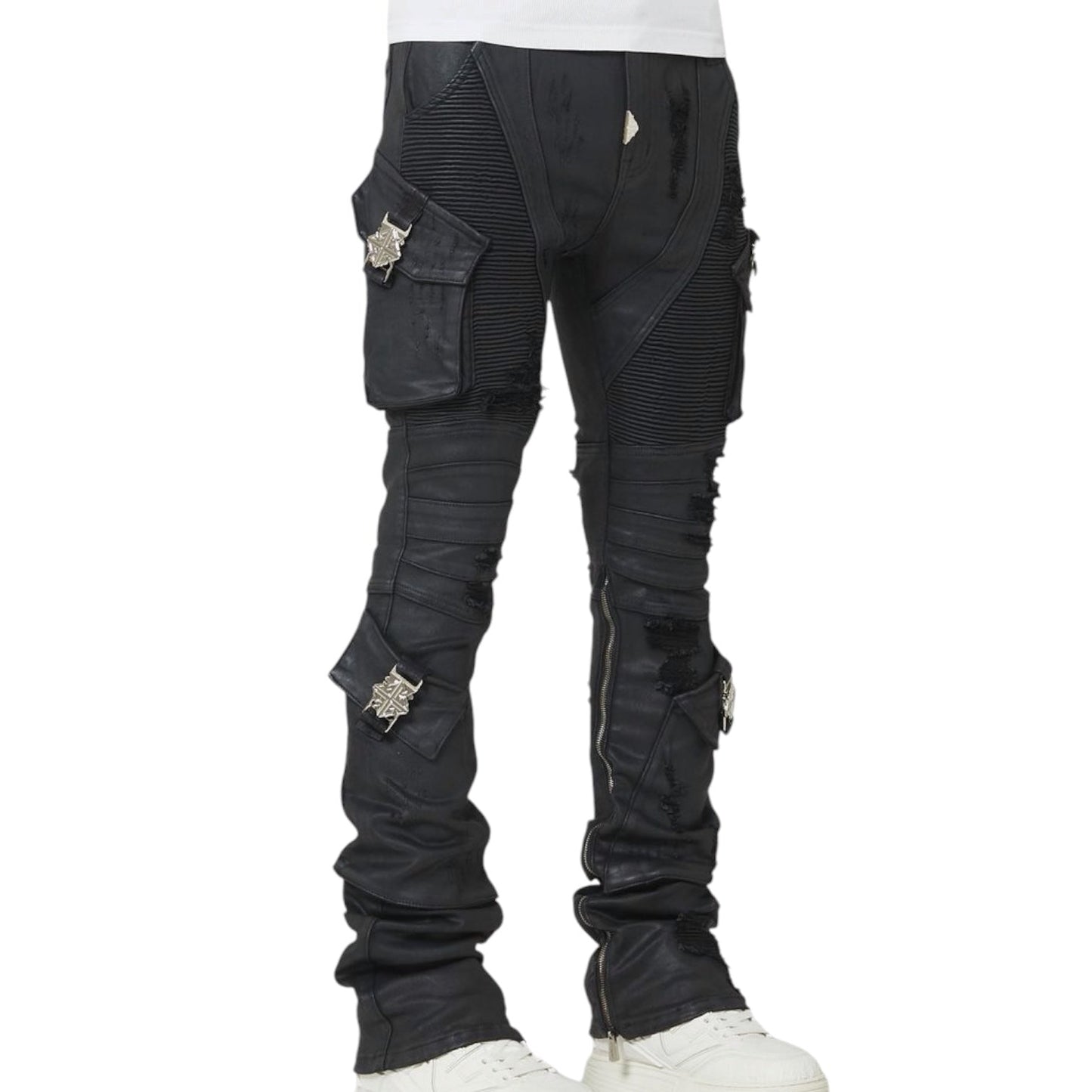 GUAPI - stacked Waxed Black Ops Denim - Black