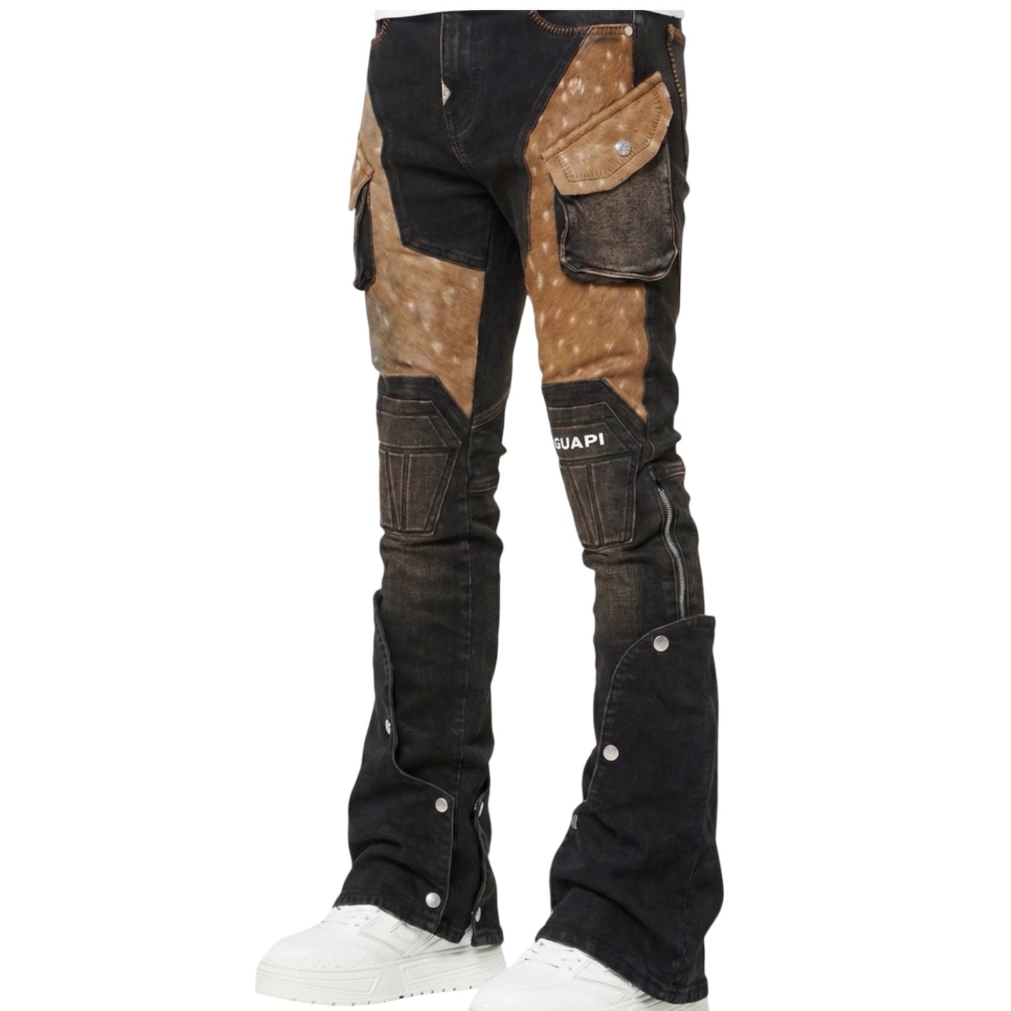 GUAPI - Stacked Cowhide Denim - Brown