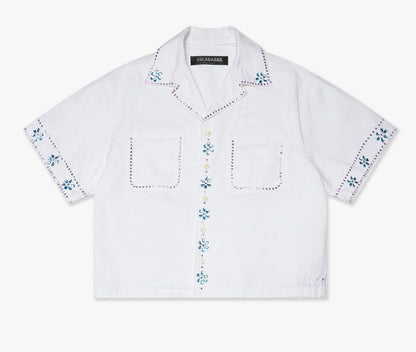 Valabasas Gem woven Button Down shirt white 1005
