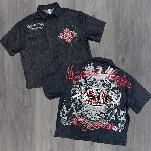 Rise - Majestic DenimButton Down Shirt - Ink Blue - 591z
