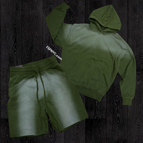 Rebel - Hoodie Short Set - Olive