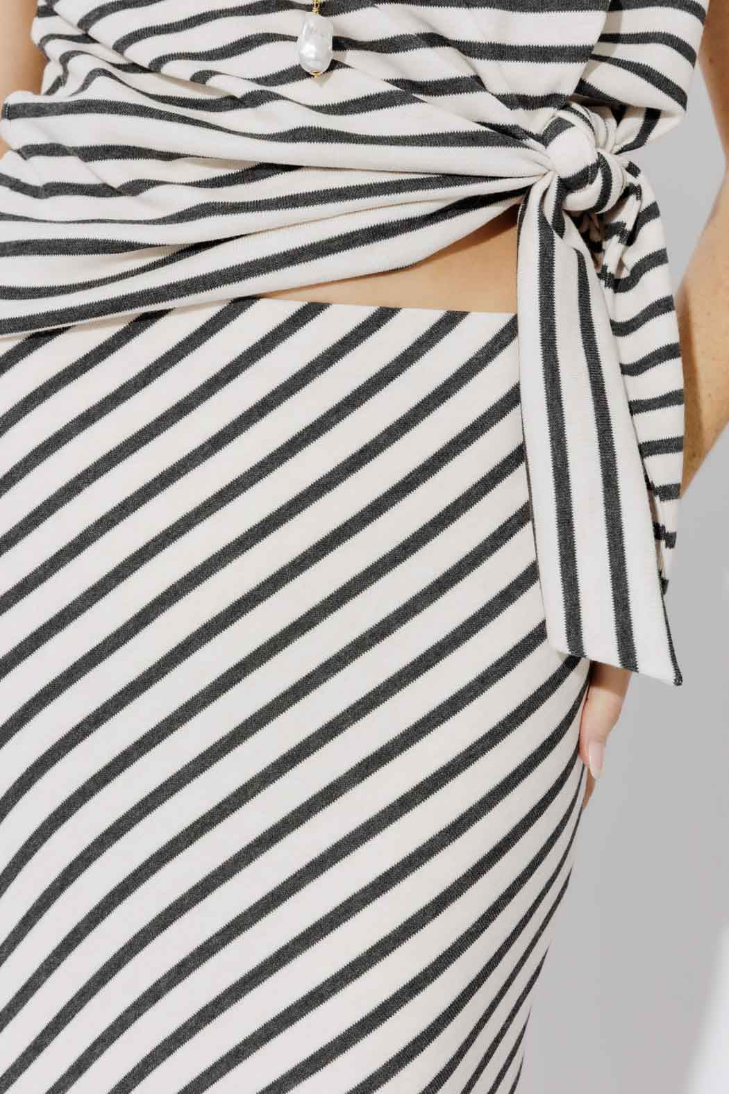 Charcoal Stripe Bias Skirt
