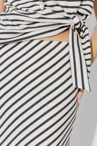 Charcoal Stripe Bias Skirt