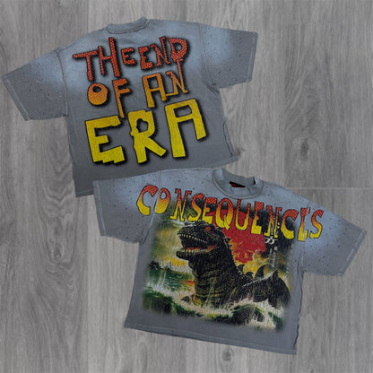 RP - Dino Rhinestone Grey Tee - 6015