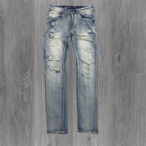 W - Distress Skinny Fit Denim -Blue Wash - M8856D