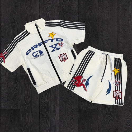 Crafted - WindBreaker Short Set - White 593 594