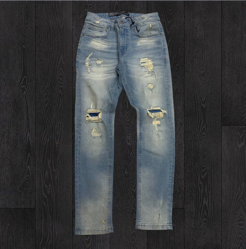 Threads - Slim Fit Distress Denim -Blue wash - 50135 zi