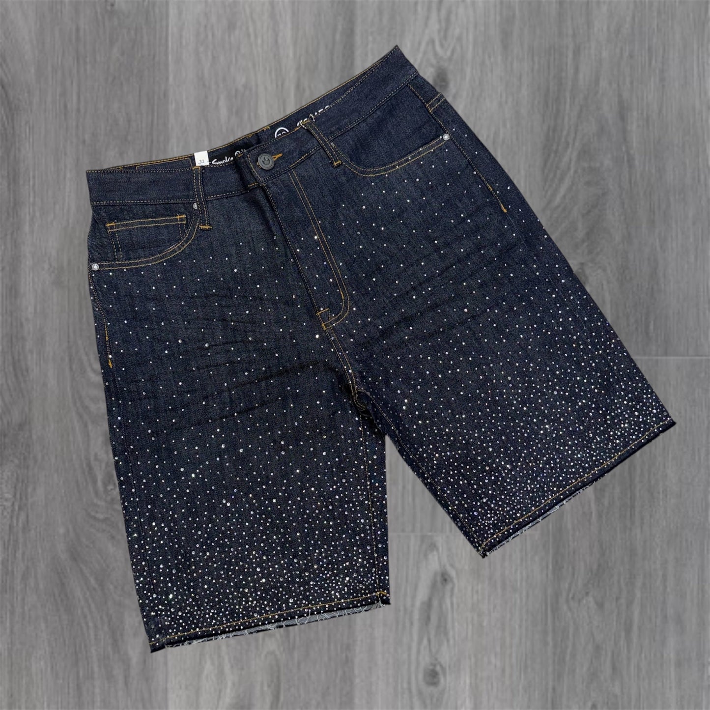 Rise - Rhinestone Denim Shorts - Ink Blue - S602
