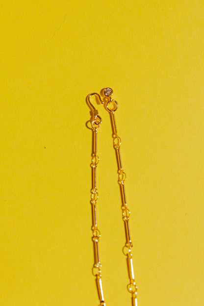 Gold Mini Cross Necklace - Green