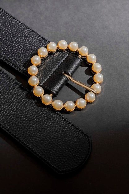 Black Pearl Buckle Belt Black S/M