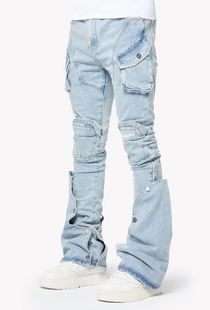GUAPI - Stacked Coffin Arc Denim - Aqua Blue