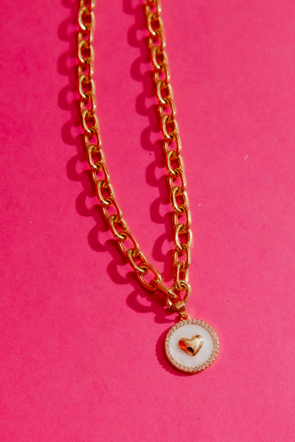Gold Mother Of Pearl Heart Necklace Gold O/S