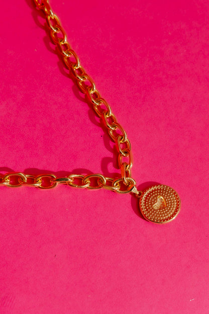 Gold Mother Of Pearl Heart Necklace Gold O/S